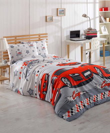 L'essentiel linge de maison Juego de funda de edredón Crazy - Rojo, Gris y Blanco